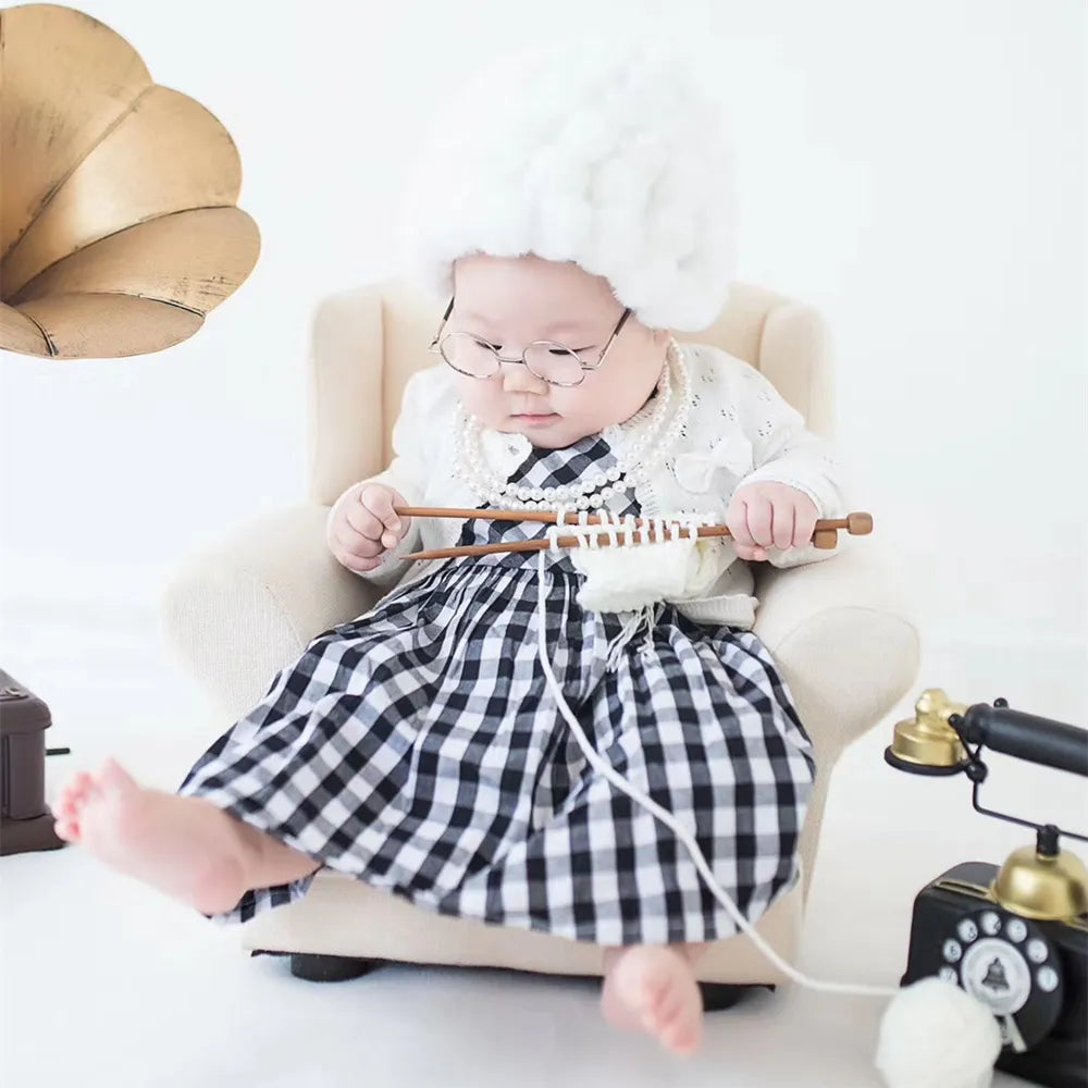 Newborn Photography Props Grandmother Outfit Baby Girl Cosplay Grandma Clothes Baby Boy Grandpa Costume Photo Newborn Outfit