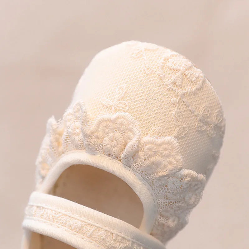Infant Baby Girls Shoes Non-Slip Soft Soled Lace Bowknot Flats Toddler First Walker Spring Autumn Princess Shoes