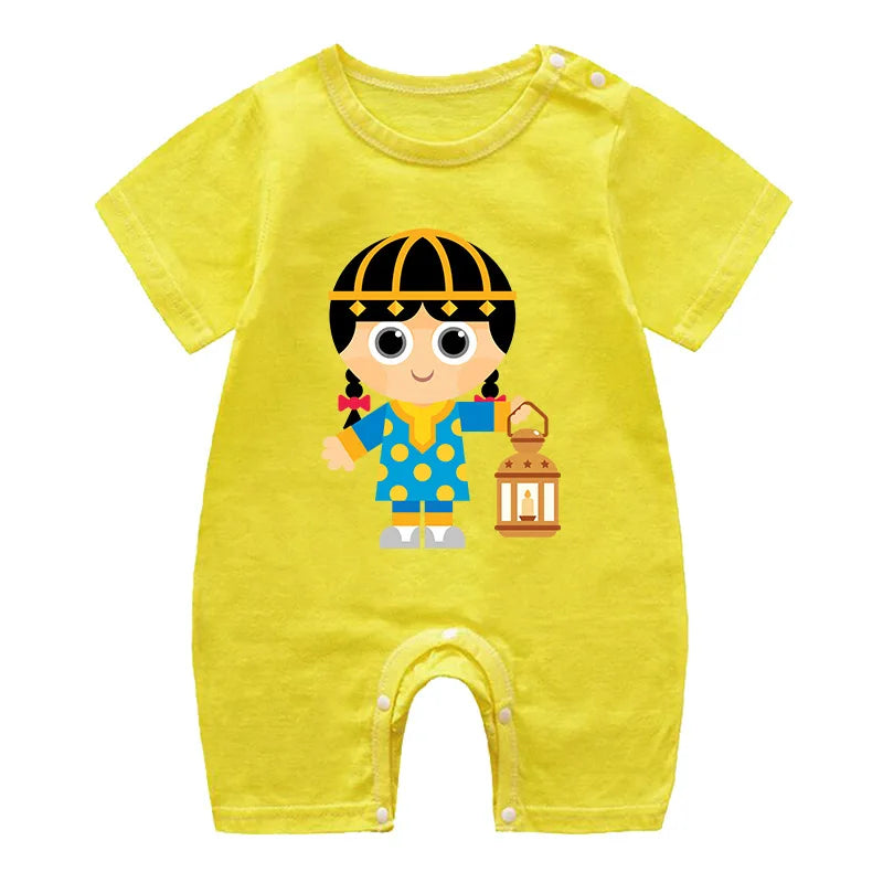 Ramadan Baby Outfit Infant Eid Bodysuit Eid New Born Clothes Newborn Ramadan Bodysuits Boys Short Sleeve Jumpersuit Girls Romper