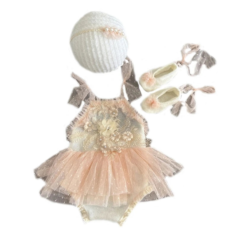 Baby Girl Infant Headdress & Tulle Tutu Jumpsuit Party Dress
