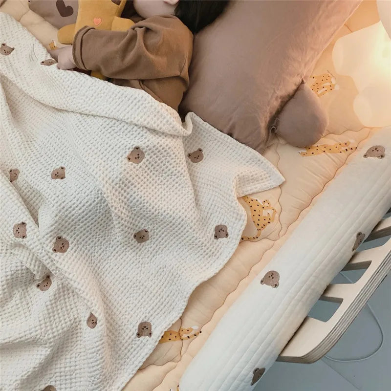 Waffle Baby Blanket for Cart Cover Infant Quilt Cotton Modal Swaddle Blanket Kindergarten Bedding Accessories Newborn Bath Towel