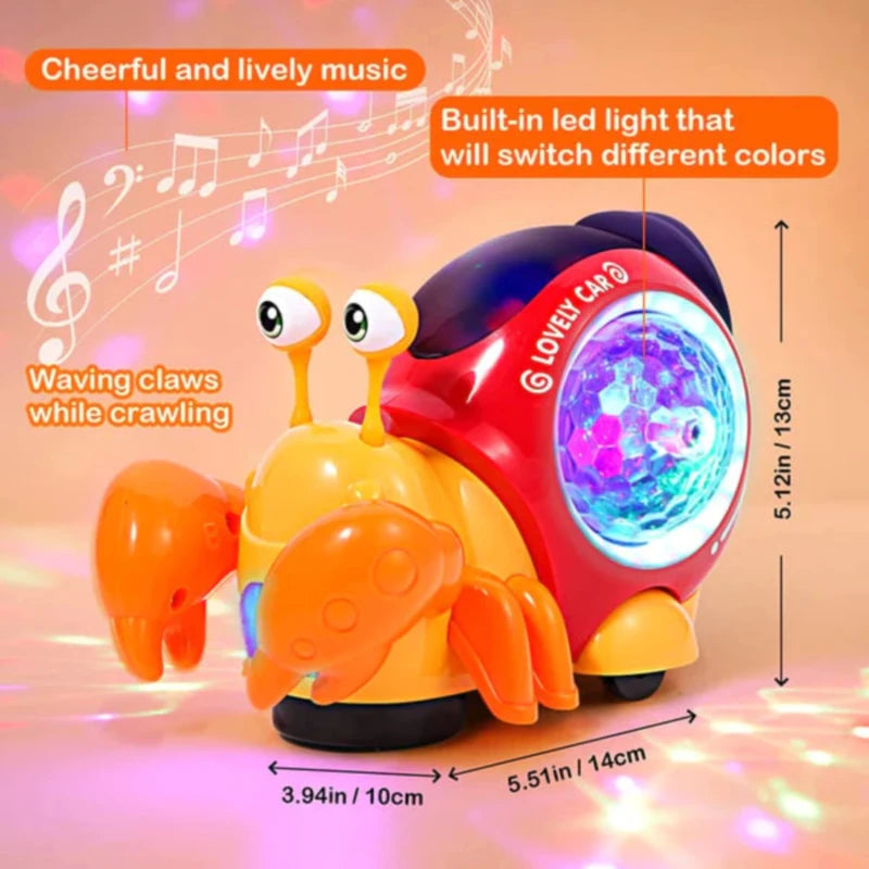 Crawling Crab Baby Toys with Music and LED Light Toddler Interactive Development Toy Walking Tummy Time Toy for Babies Girls