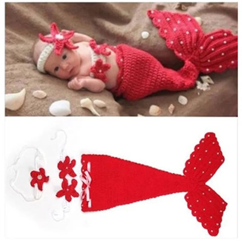 Newborn Photography Photo Prop Cute Knitted Mermaid Costume