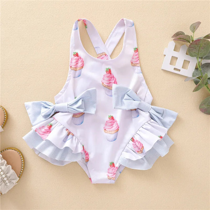 Baby Girls Swimwear Toddler Kids Swimsuit Bikini Flower Girls Summer Beachwear Backless Children Bathing Suit 1 2 3 4 Years