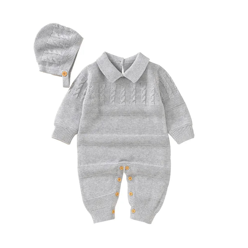 Baby Rompers Long Sleeve Infant Boys Girls Jumpsuits Clothes Autumn Solid Knitted Newborn Toddler Kids Overalls One Piece 0-18M