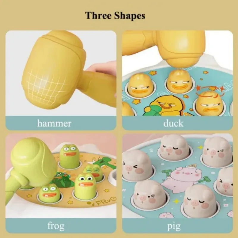 Duck Frog Pig Baby Toy Montessori Learning Game Educational Puzzle Gift for 12 24 Months Toddler Boy/Girl with Hammer