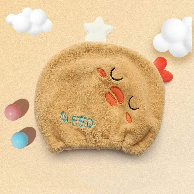 Cute Cartoon Animal Hair Towel Cap Drying Hat Quick-dry Microfiber