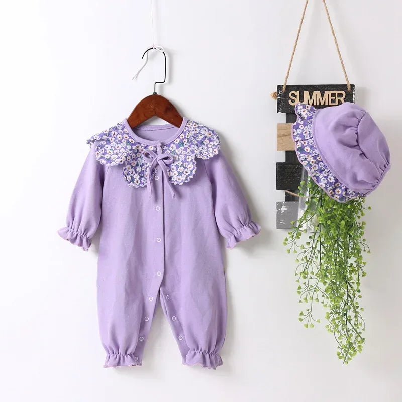 Baby Spring Sweet Purple Daisy Doll Collar Clothes