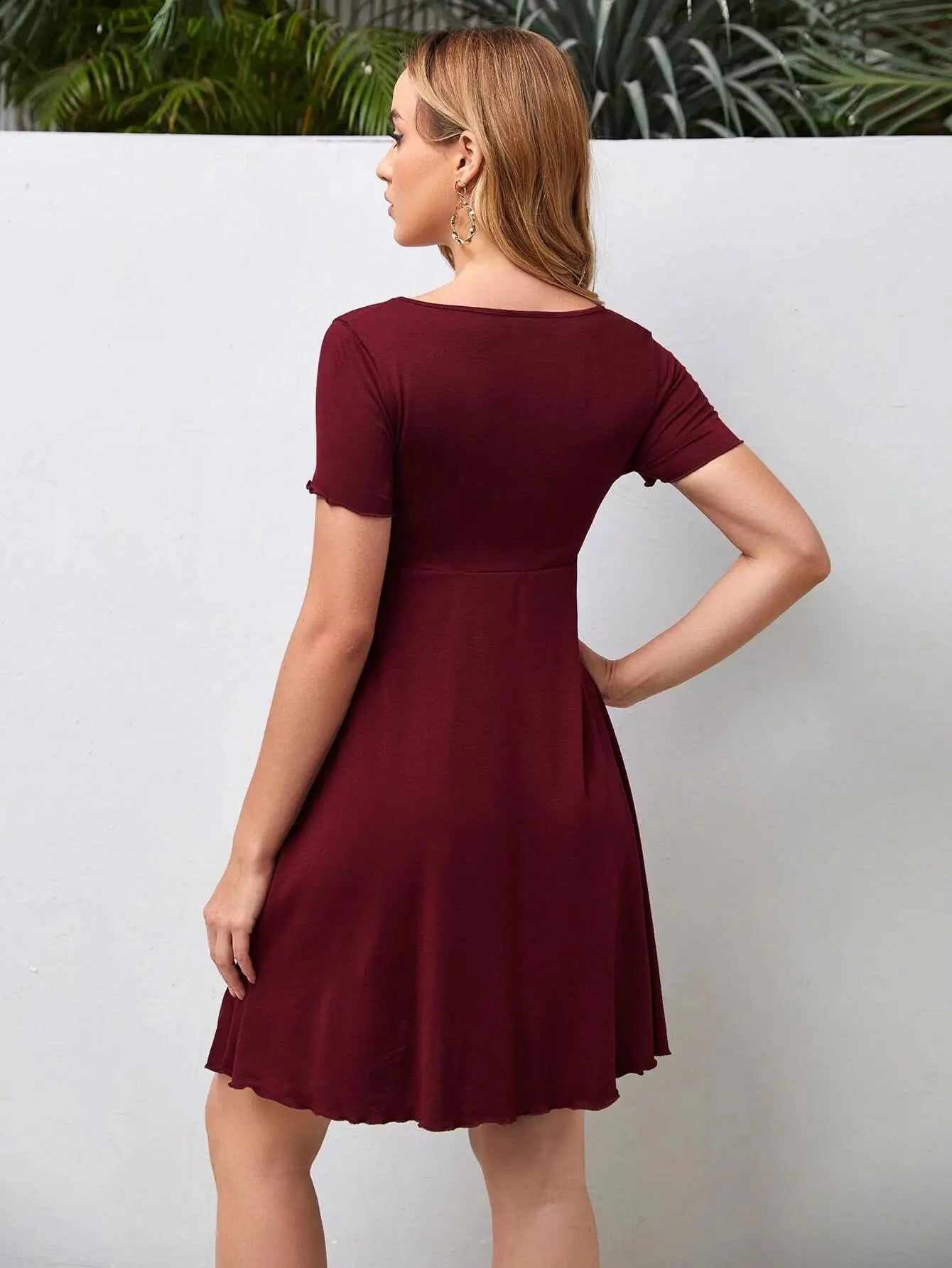Maternity Clothes Solid Drawstring Dress