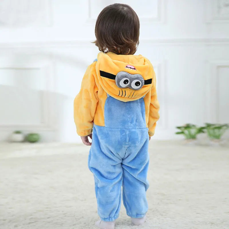 Baby Minions Kigurumis Newborn Clothes Rompers Boys Girls Onesie Toddler Pajama Winter Warm Kawaii Infant Jumpsuit Festival Gift