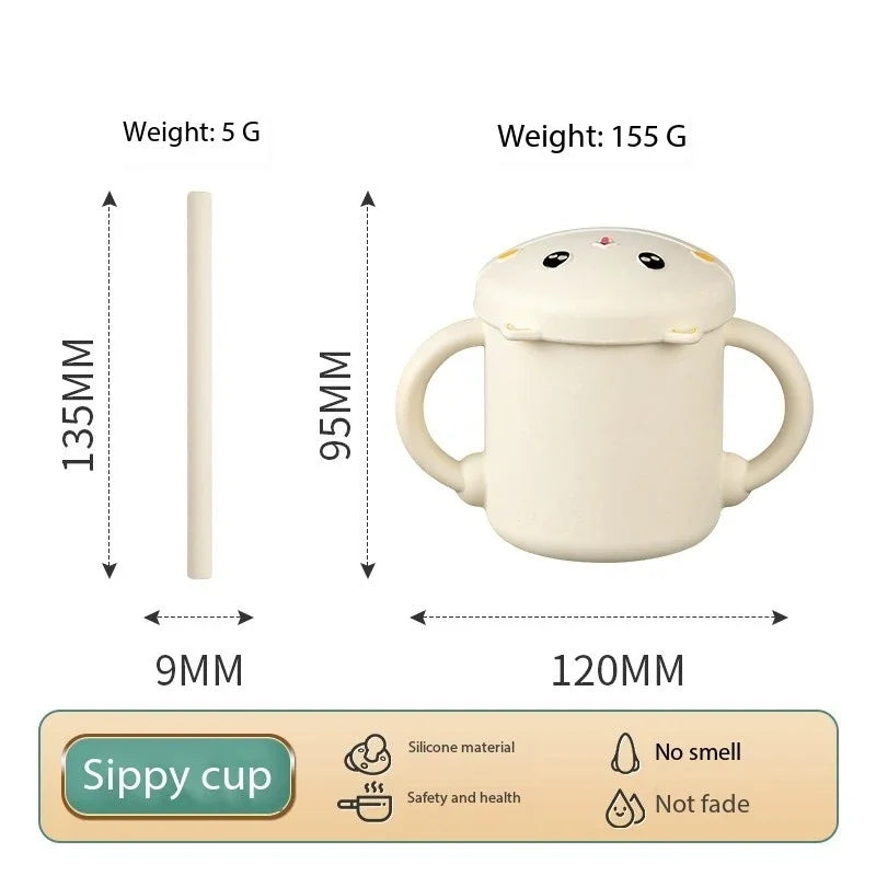 Baby Dining Plate, Baby Complementary Food, Mother and Baby Tableware, Spoon Set, Food Grade Silicone Anti Drop Grid Plate