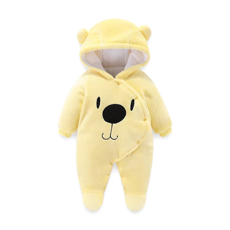 Newborn Baby Winter Footie Jumpsuit Infant Hooded Fleece