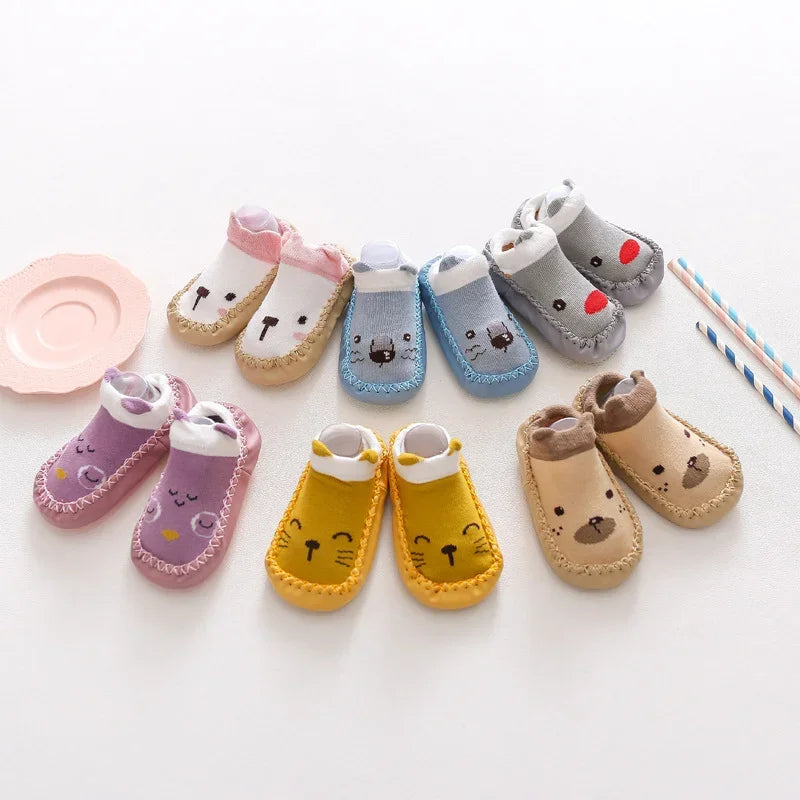 Baby Socks Shoes Infant Color Matching Cute Cartoon Kids Baby Shoes Doll Children Floor Sneaker Toddler Soft Soled First Walkers