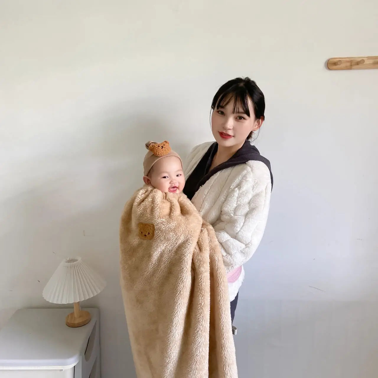 Baby Embroidered Bear Blanket Winter Cloak Stroller Cover