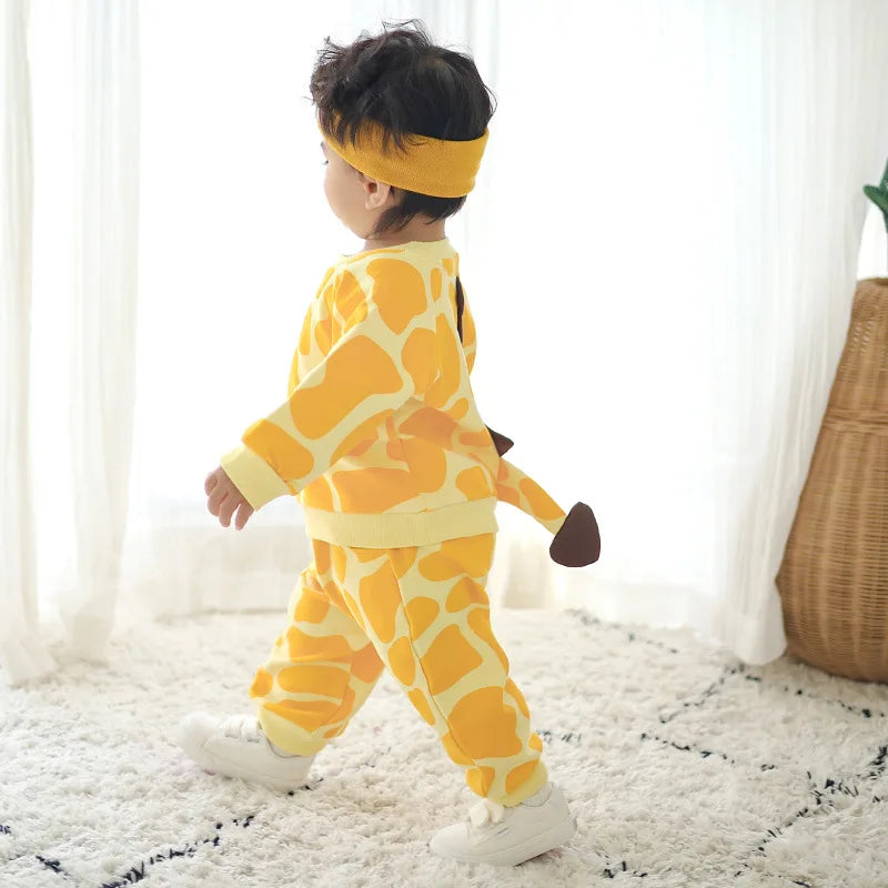 Lovely Giraffe Tops+Pants Two piece set Cotton Baby Custome