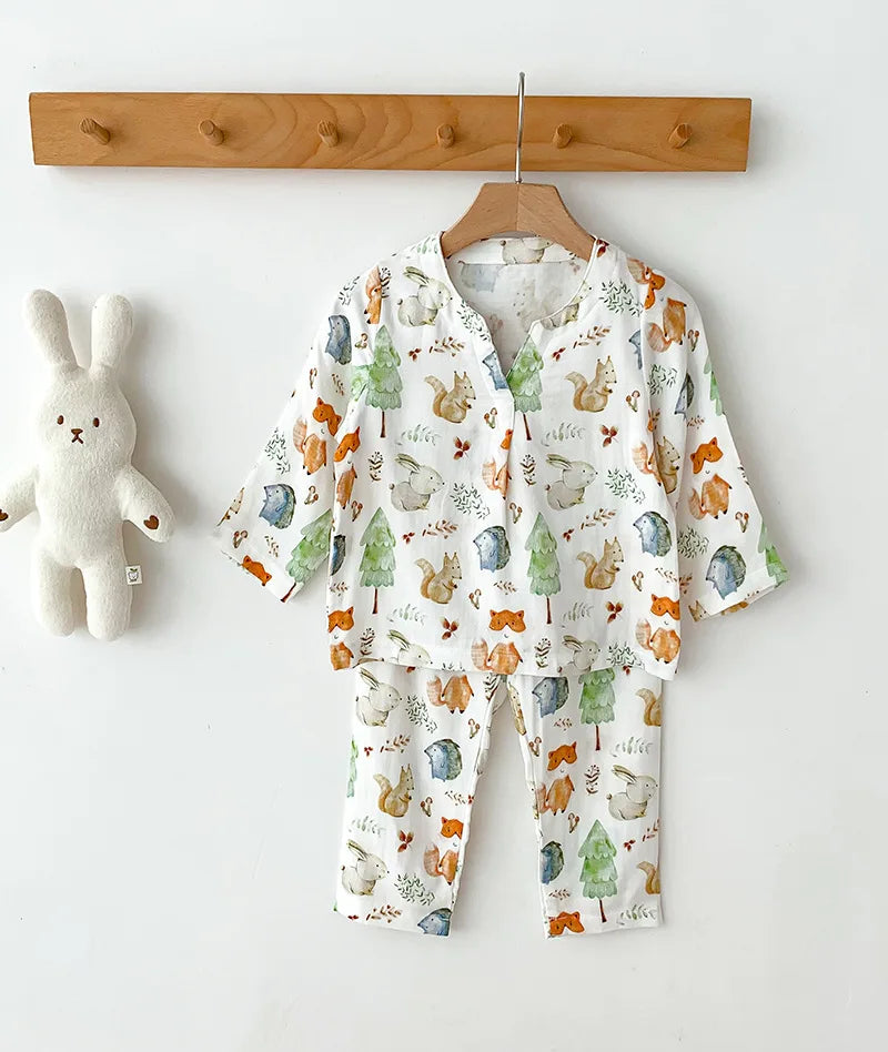 Bamboo Cotton Children Pajamas Set Kids Baby Girl Boys Underwear Clothing Long Sleeve Children Sleepwear Pajamas Sets