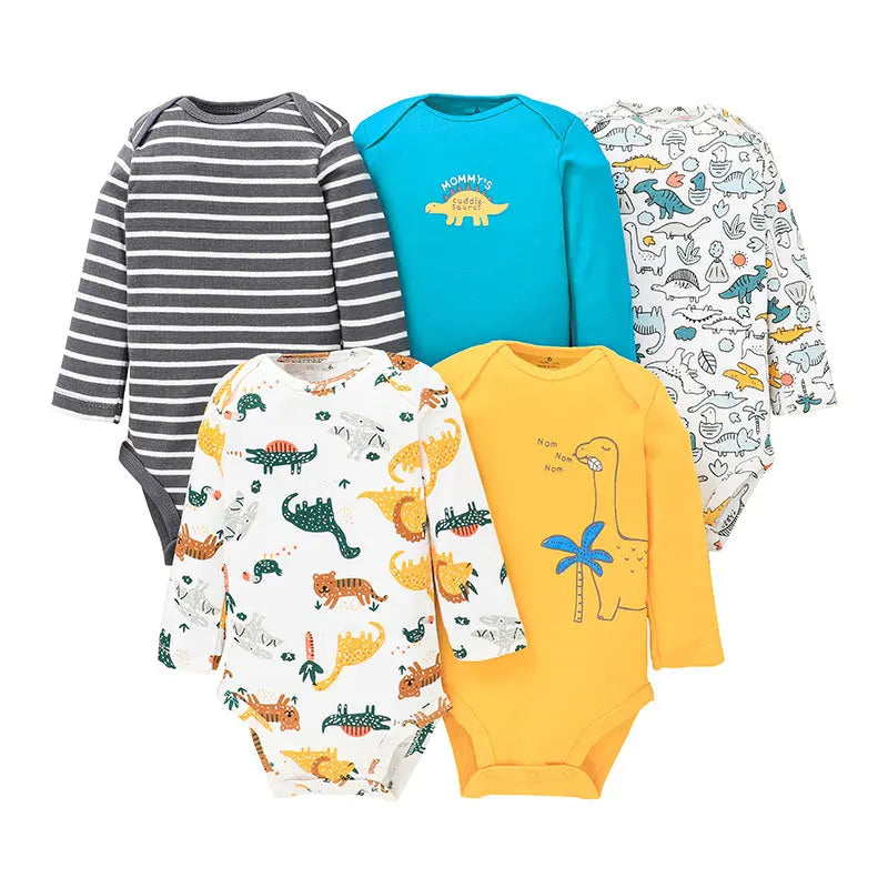 Winter 5PCS/lot Baby Bodysuits Long Sleeve 100% Cotton