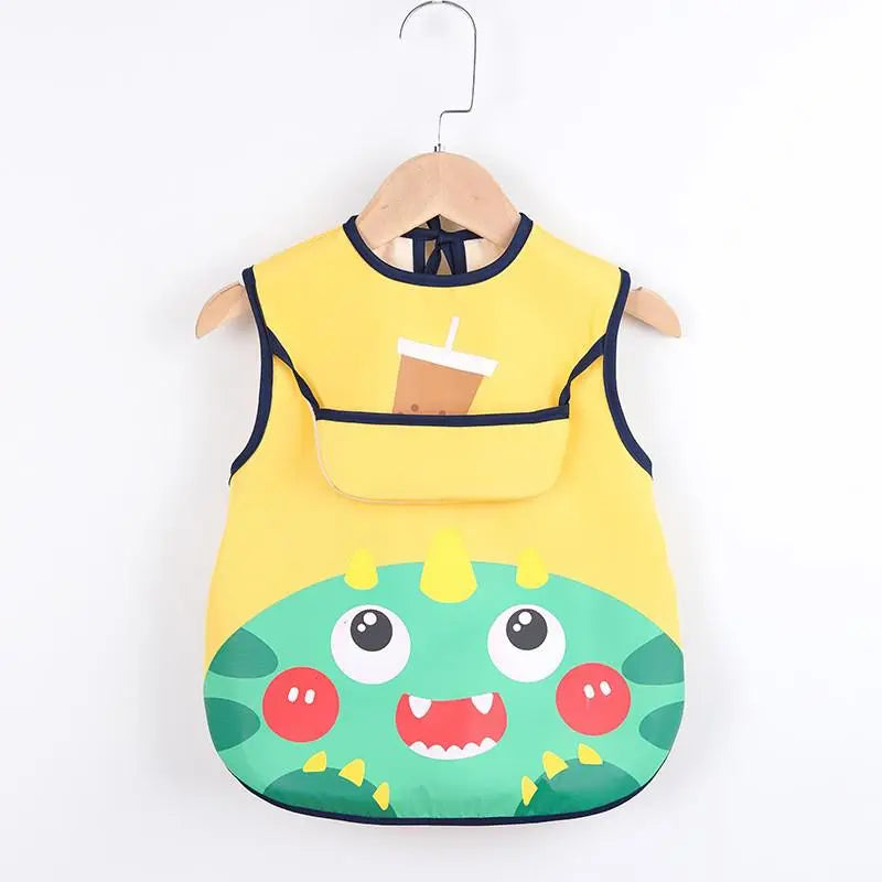 Baby Kids Toddler Long Sleeve Scarf Waterproof Art Smock Feeding Bib Apron Pocket Infant Boys Girls Burp Cloth Bandana Bibs