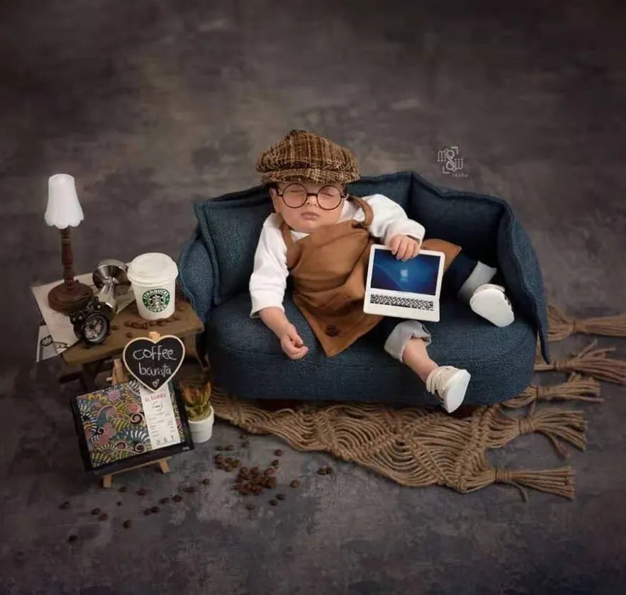 Newborn Studio Mini Toys School Supplies Notebooks Laptop Glasses Clock