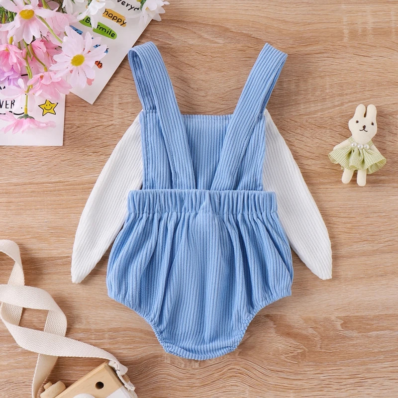 Baby Bunny Rabbit Ear Backless Sleeveless Strap Bodysuit