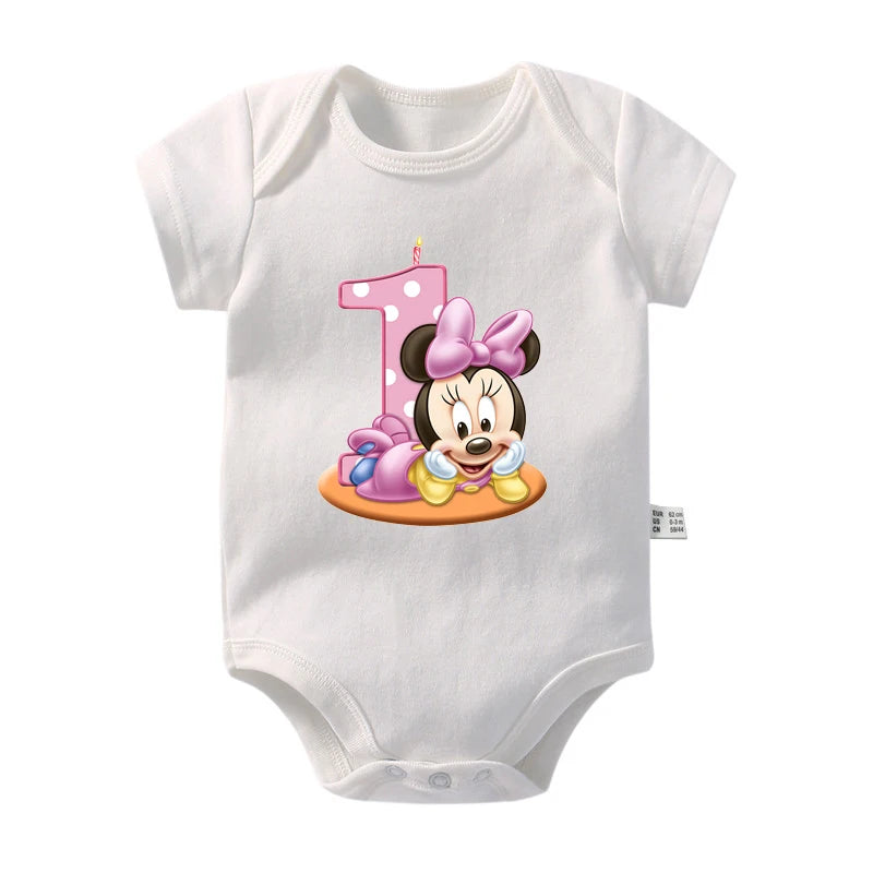 My 1st Birthday Mickey Mouse Cotton Baby Bodysuits