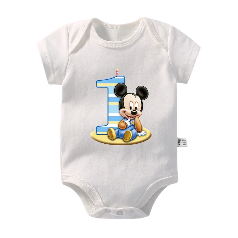 My 1st Birthday Mickey Mouse Cotton Baby Bodysuits