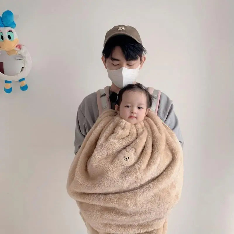 Baby Embroidered Bear Blanket Winter Cloak Stroller Cover