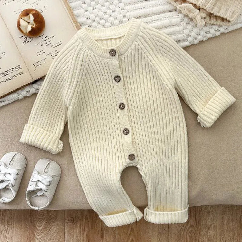 Baby Clothes Romper for Girls Boys 2024 New Winter Newborn Infant Knit Thick Long Sleeve Jumpsuits One-pieces Korea Style