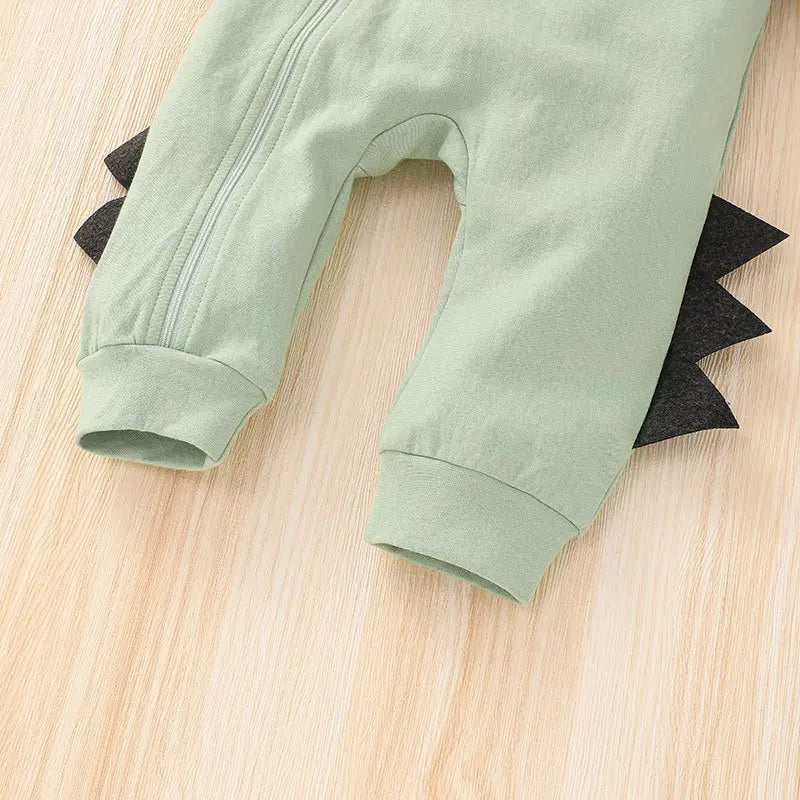 Newborn Baby Clothes Hooded Zipper Dinosaur Jumpsuit