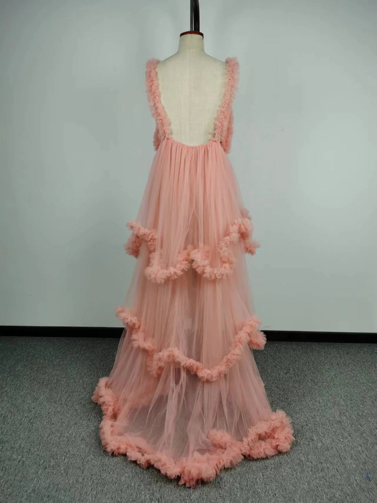 Sexy Dresses Pink Premama V Neck Evening Party Baby Shower Dress