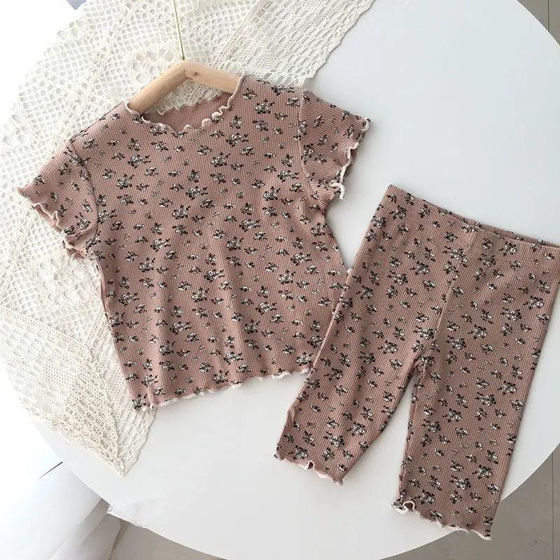 Korean Summer Pajamas Set Cute Cherry Clothes