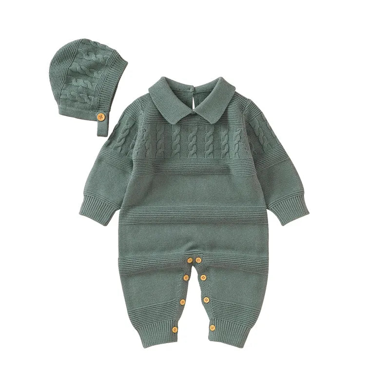 Baby Rompers Long Sleeve Infant Boys Girls Jumpsuits Clothes Autumn Solid Knitted Newborn Toddler Kids Overalls One Piece 0-18M