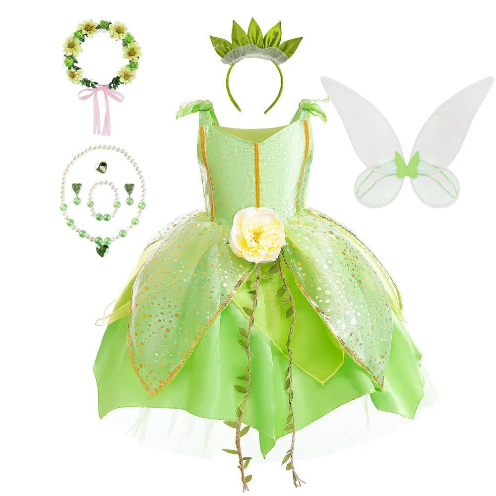 Fairy Costume for Girls Princess Tinker Bell Elf Wings Headband