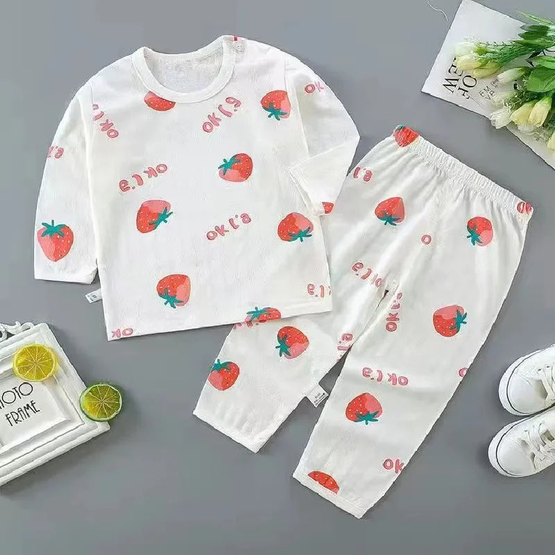 Sets For Girls Baby  Summer Sleepwear Thin Type Boy Outfits Pure Cotton Suit Children Pajamas Air Conditioning Wearing Nightgown
