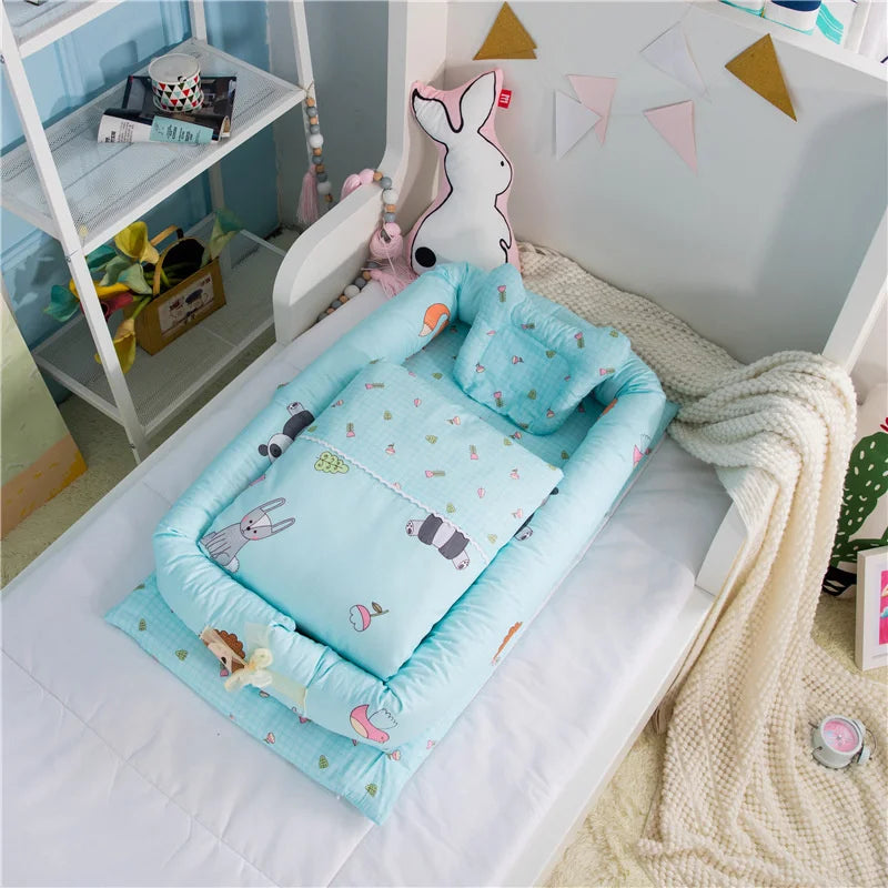 New Baby Portable Crib Bed Sleeping Bed Cotton Infant Baby Nest Travel Bed Foldable Washable Newborn Mattress Child Cradle Cot