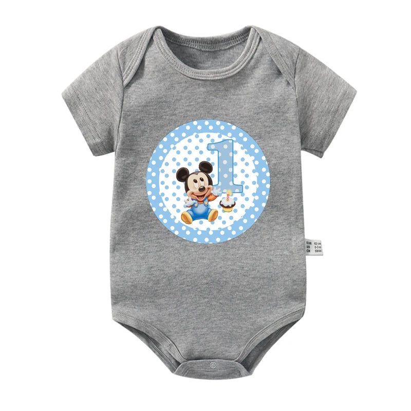 My 1st Birthday Mickey Mouse Cotton Baby Bodysuits