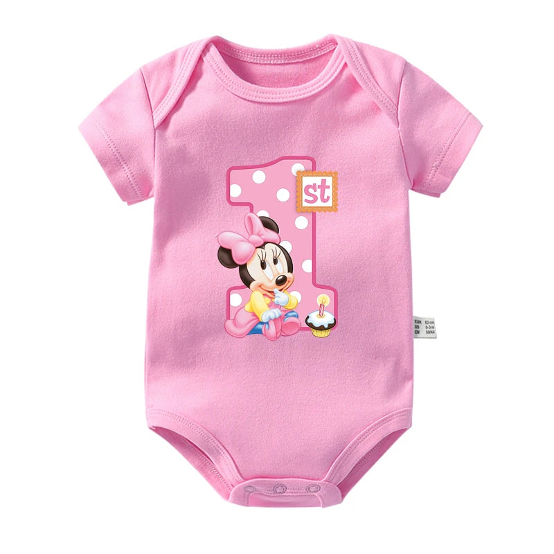 My 1st Birthday Mickey Mouse Cotton Baby Bodysuits