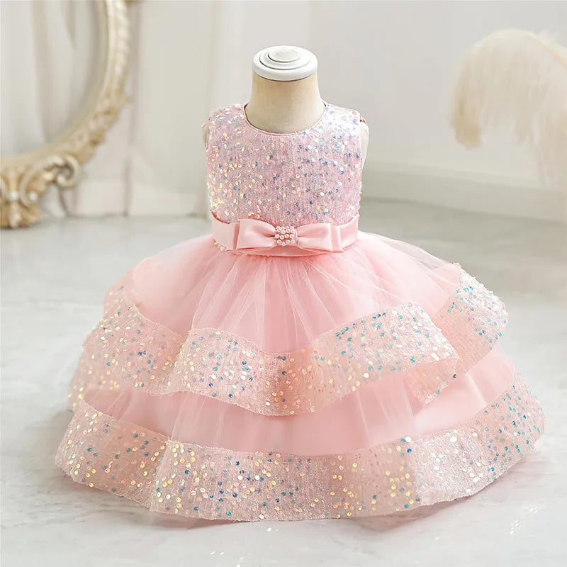 Baby Girl Princess Elegant Dress Kid Wedding Birthday Dresses Frocks Children Costume Bow Prom Ball Gown Party Dresses For Girls