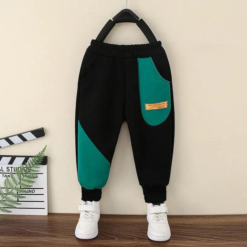 Boy Long Sleeve Letter Patchwork O-Neck Sweatshirt 2Pcs Suit