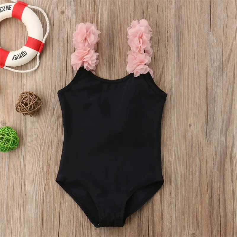 Baby Girls Swimwear Toddler Kids Swimsuit Bikini Flower Girls Summer Beachwear Backless Children Bathing Suit 1 2 3 4 Years