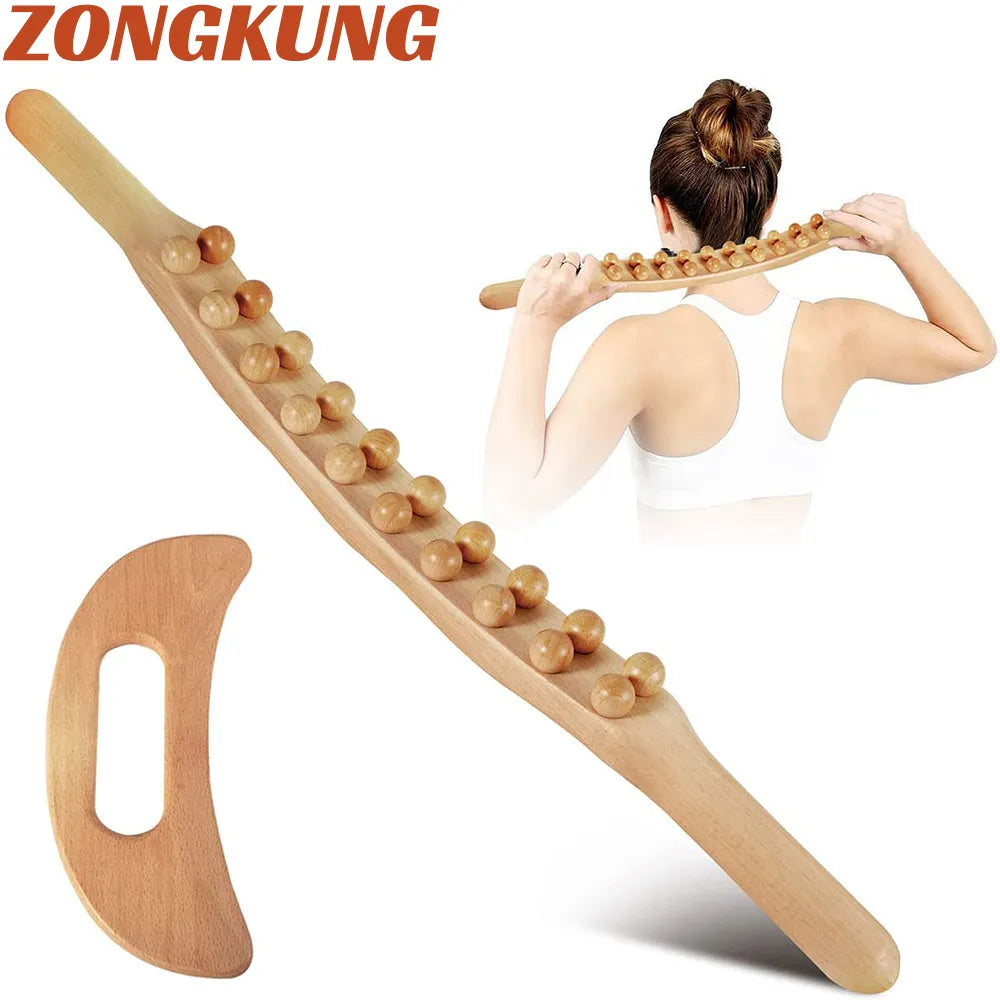 Wooden Massage Roller Wooden Gua Sha Lymphatic Drainage Massager