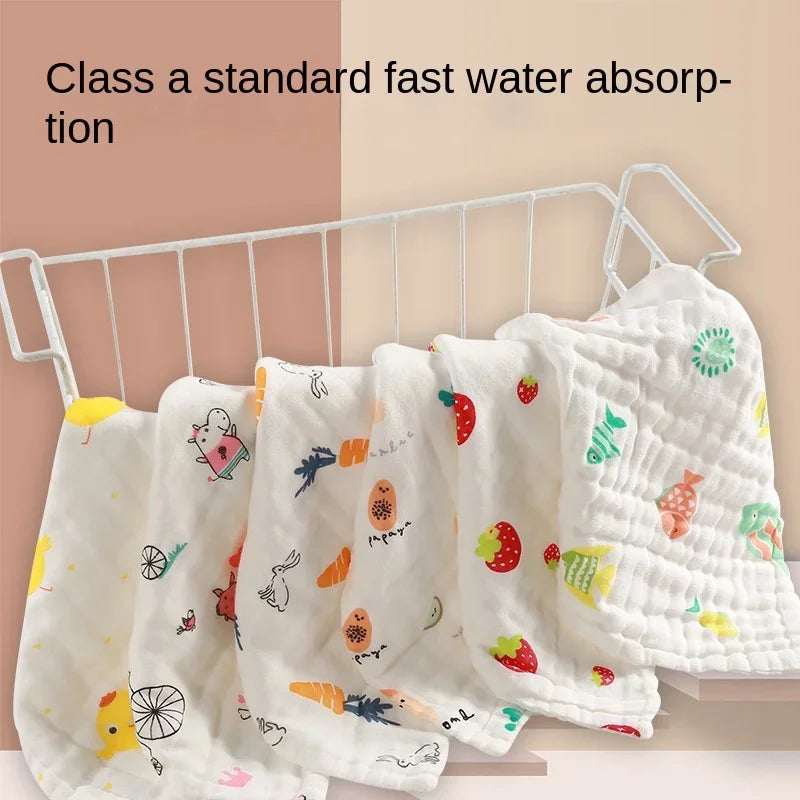 Baby Saliva Towel, 6-layer Gauze Square Towel, Pure Cotton Baby Handkerchief, Newborn Bath Towel, Facial Towel burp cloth