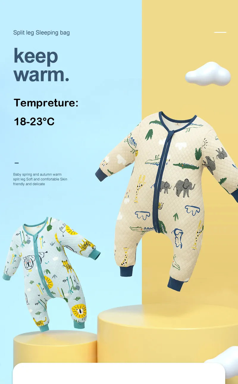Happytobias Spring Autumn Baby Sleeping Bags Split Leg Cotton Toddler Sleepsack Kids Sleepers Schlafsack Pajamas Jumpsuit S15