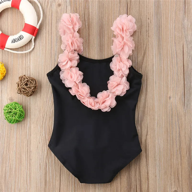Baby Girls Swimwear Toddler Kids Swimsuit Bikini Flower Girls Summer Beachwear Backless Children Bathing Suit 1 2 3 4 Years