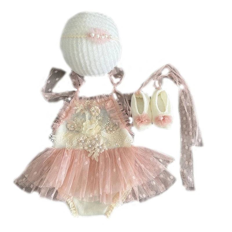 Baby Girl Infant Headdress & Tulle Tutu Jumpsuit Party Dress