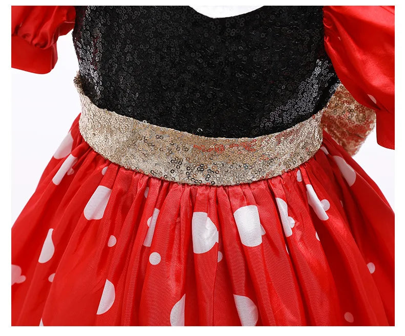 Disney Mickey Mouse Dress for Girls Minnie Cartoon Clothes Headband Boys Cosplay Costumes Fancy Bow Tie Clothing Set