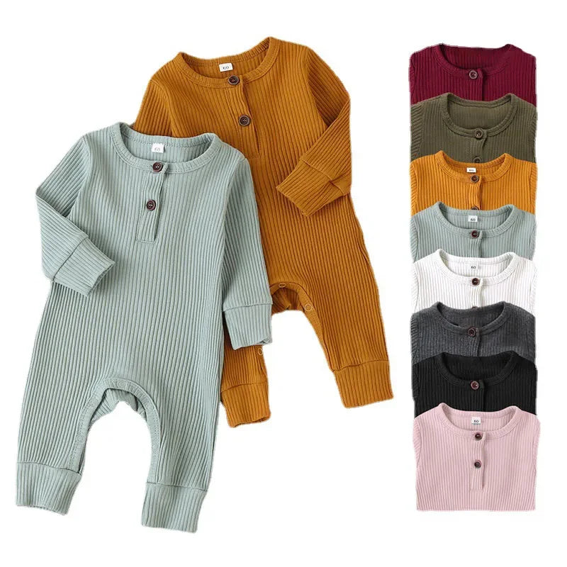 Baby Boys Girls Overalls Cotton Long Sleeve Jumpsuit