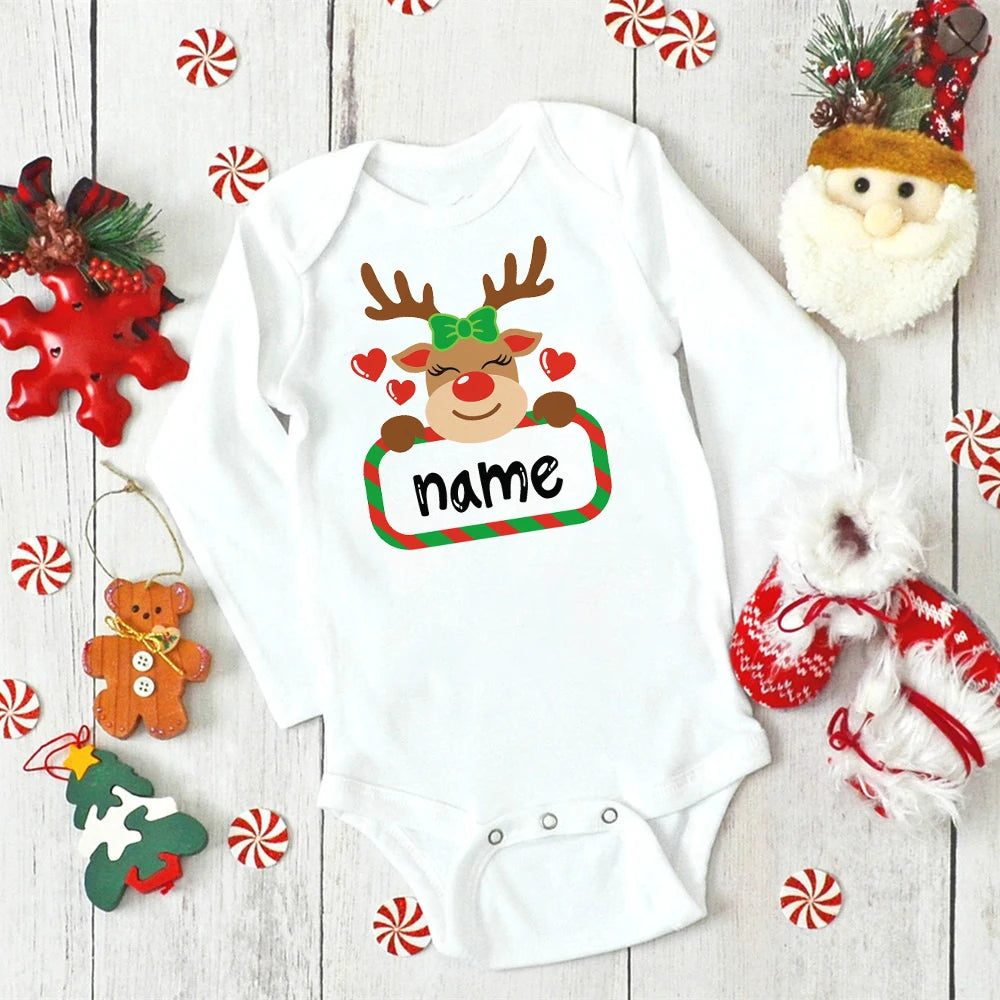 Custom Name Baby Christmas Bodysuits Personalised