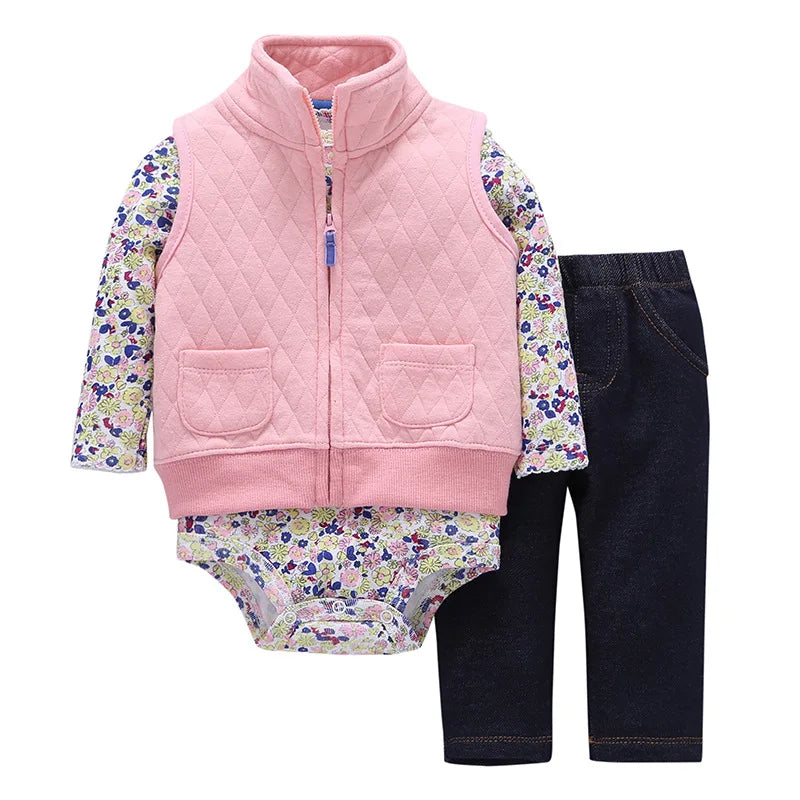 Baby Boy Girls Long Sleeve Clothes 3PC Set Hoodie  +Long Sleeve Bodysuit + Pants Outfit Toddler Boy jacket Newborn Costume 6-24M