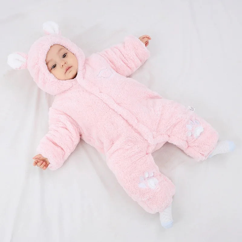 Newborn Baby Cute Bear Hooded Jumpsuits